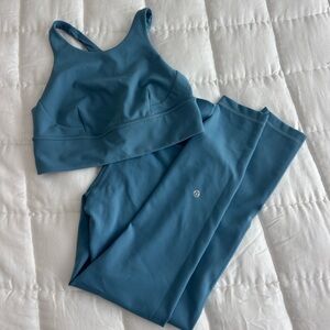 Lululemon Utility Blue Leggings and Sports bra Set